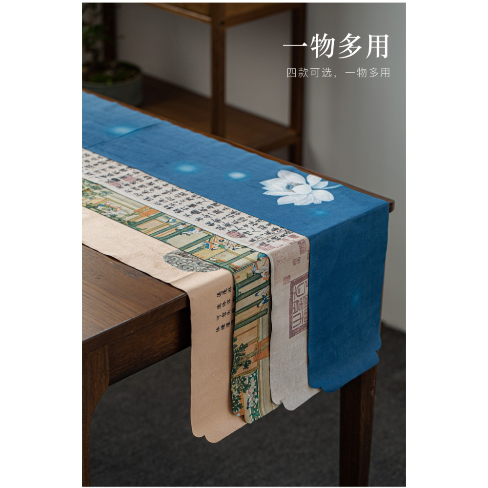 茶席麻布禪意布藝手繪茶盤墊中式茶道桌旗輕奢風現代奢華茶幾桌布-細節圖10