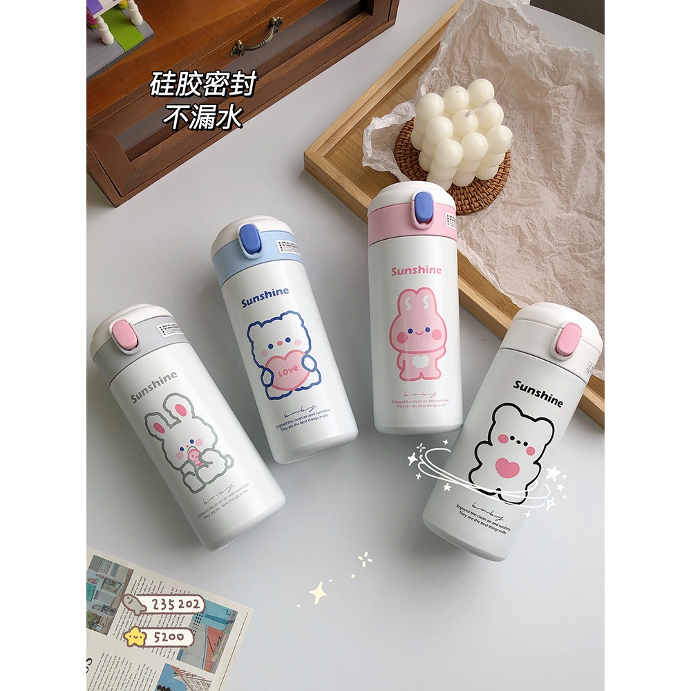 可愛卡通彈蓋吸管保溫杯304不銹鋼杯子ins少女心日系水杯學生便攜-細節圖3