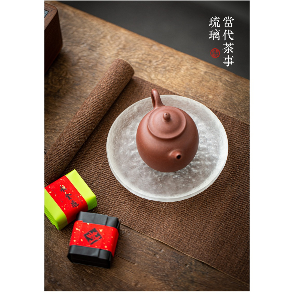 日式古法琉璃壺承冰凍燒幹泡臺壺託禪意磨砂功夫茶盤養壺杯墊茶托-細節圖7