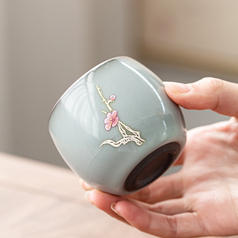 官窯茶杯大號主人杯單杯鐵胎冰裂紋開片陶瓷功夫茶杯品茗杯禮盒裝-細節圖4