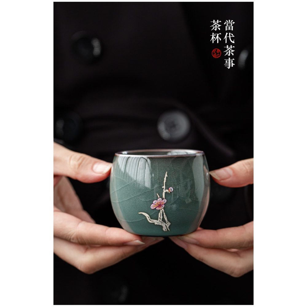 官窯茶杯大號主人杯單杯鐵胎冰裂紋開片陶瓷功夫茶杯品茗杯禮盒裝-細節圖7