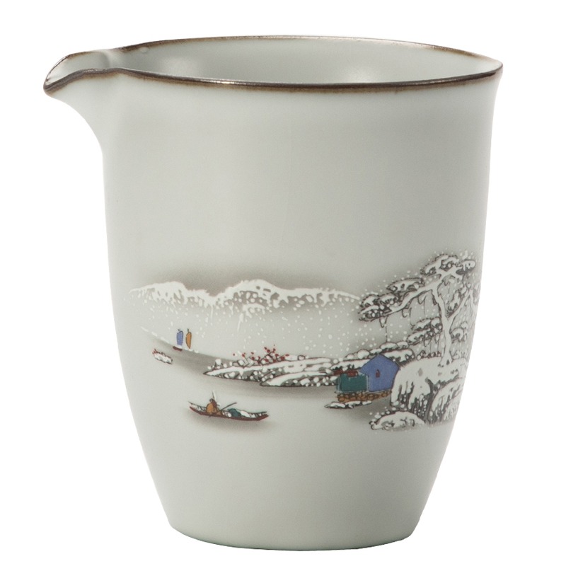 月白汝窯仿古茶海公道杯陶瓷分茶器汝瓷開片可養單個公杯日式大號-細節圖2