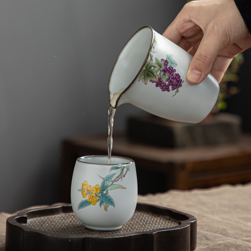 月白汝窯仿古茶海公道杯陶瓷分茶器汝瓷開片可養單個公杯日式大號-細節圖3