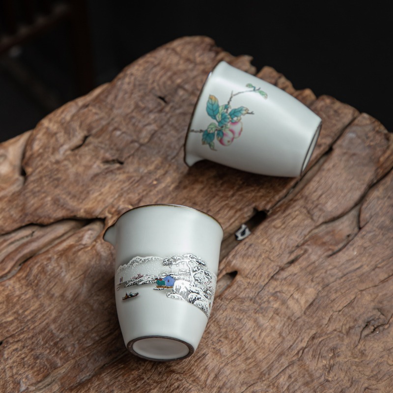 月白汝窯仿古茶海公道杯陶瓷分茶器汝瓷開片可養單個公杯日式大號-細節圖4