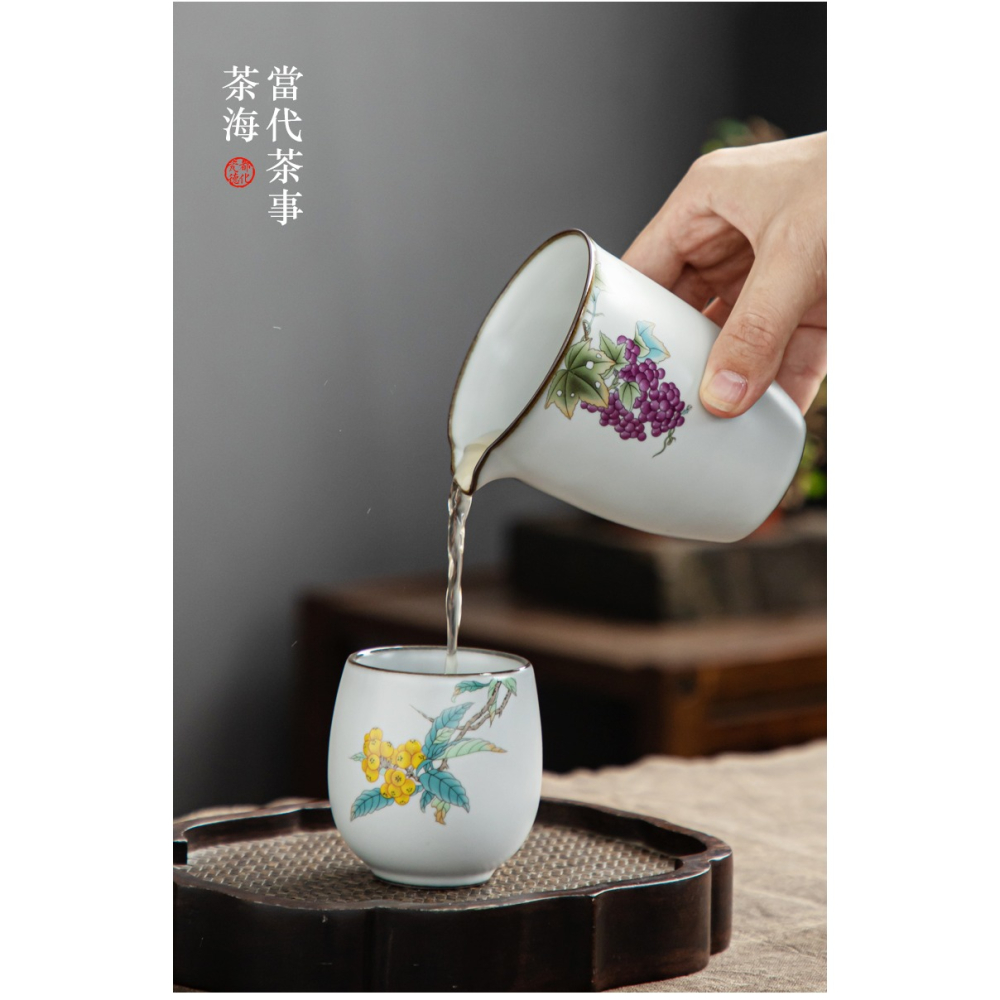 月白汝窯仿古茶海公道杯陶瓷分茶器汝瓷開片可養單個公杯日式大號-細節圖7