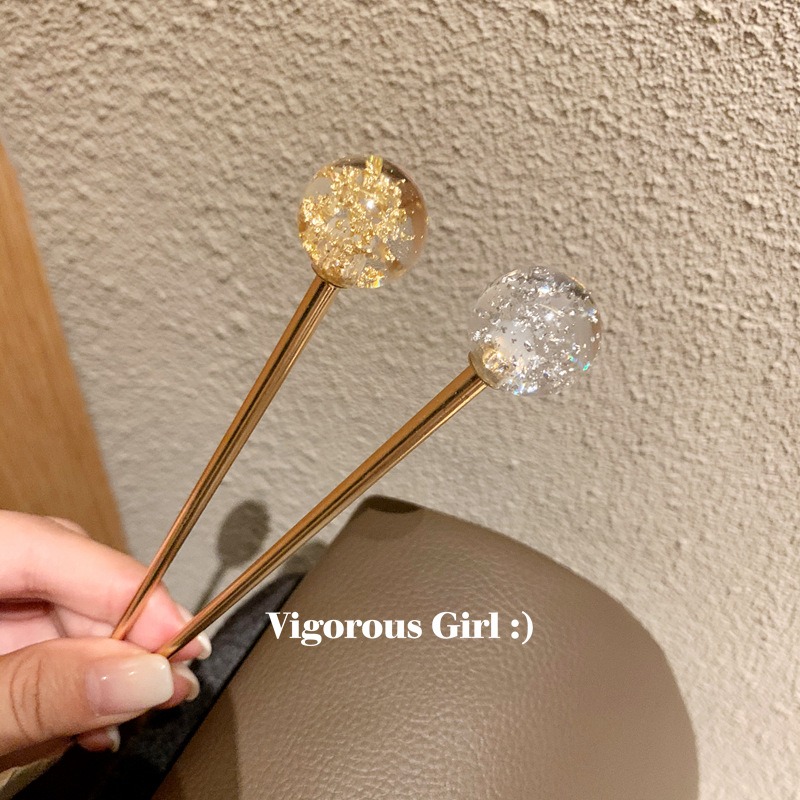 璀璨星空發簪ins日系簡約簪子 可愛少女盤發金箔發釵優雅頭飾品-細節圖4