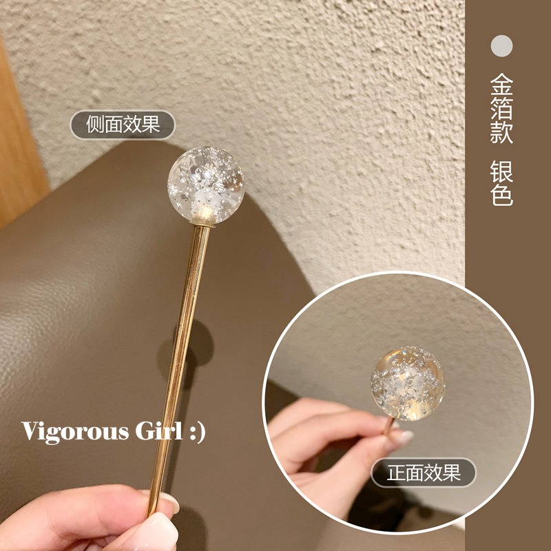 璀璨星空發簪ins日系簡約簪子 可愛少女盤發金箔發釵優雅頭飾品-細節圖7