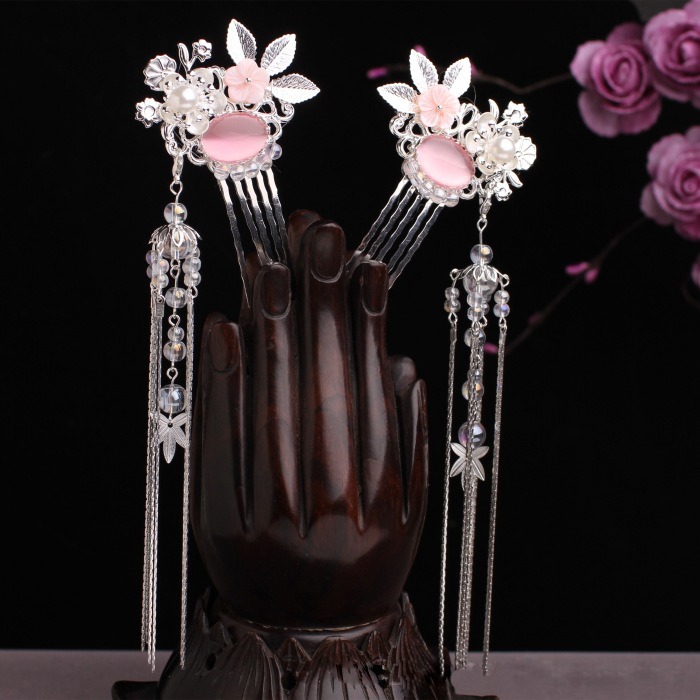 超仙古風漢服發飾頭飾套裝 女步搖流蘇百搭發冠頭冠古裝發釵配飾-細節圖3