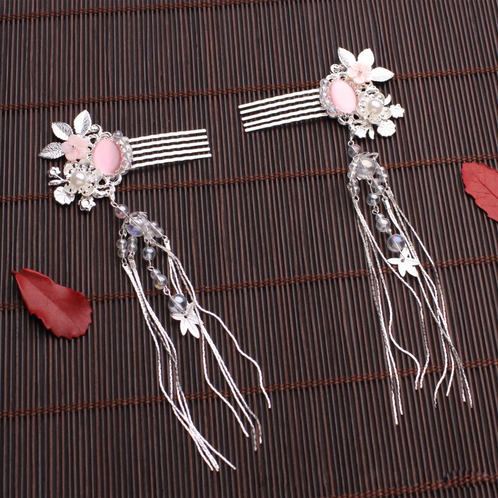 超仙古風漢服發飾頭飾套裝 女步搖流蘇百搭發冠頭冠古裝發釵配飾-細節圖4