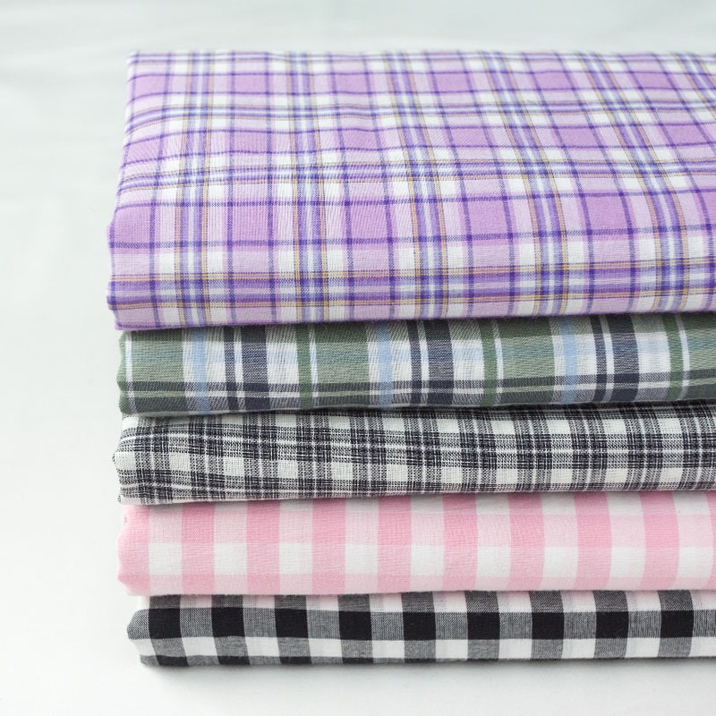 純棉格子平紋服裝布料全棉裙子襯衫服裝面料色織ins風手工發圈布-細節圖2