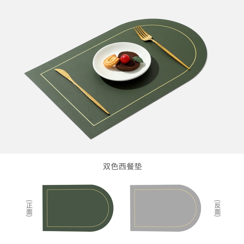 雙層皮革餐墊ins北歐酒店防水桌墊純色隔熱墊餐盤碗墊家用西餐墊-細節圖8