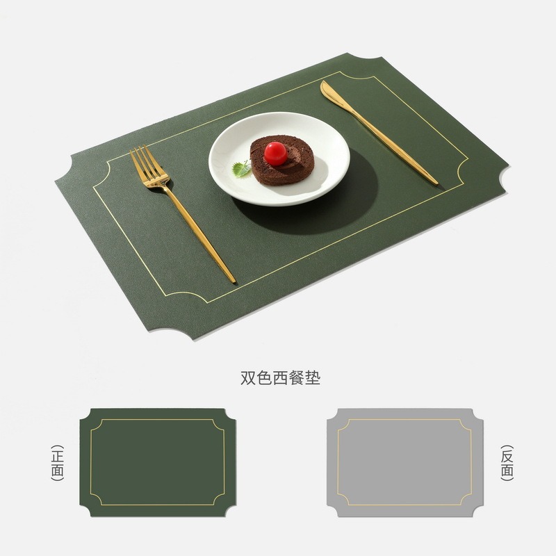 皮革餐墊ins風北歐餐盤墊防燙防水防滑兒童隔熱墊純色雙層西餐墊-細節圖8