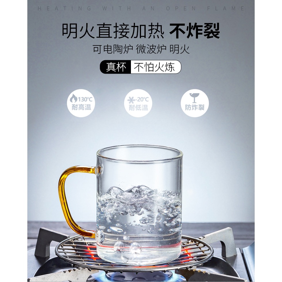 玻璃杯家用帶把手透明客廳泡茶杯家庭喝水杯子待客綠茶杯專用套裝-細節圖7