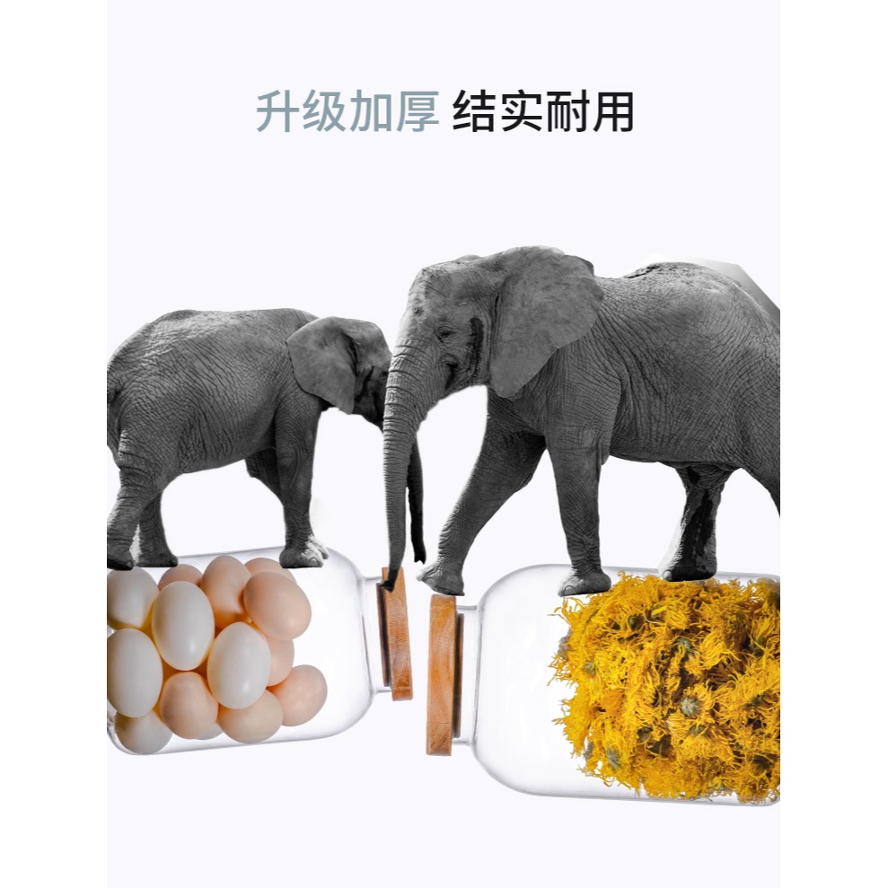 茶葉罐玻璃密封罐小瓶子透明帶蓋家用玻璃罐食品雜糧收納盒儲物罐-細節圖7