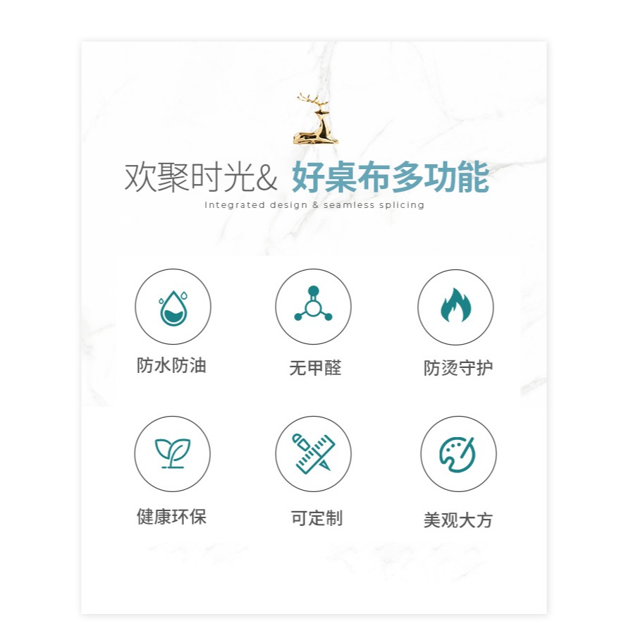 長橢圓形桌布防水防油防燙免洗北歐風ins長方形PVC餐桌墊茶幾臺布-細節圖8