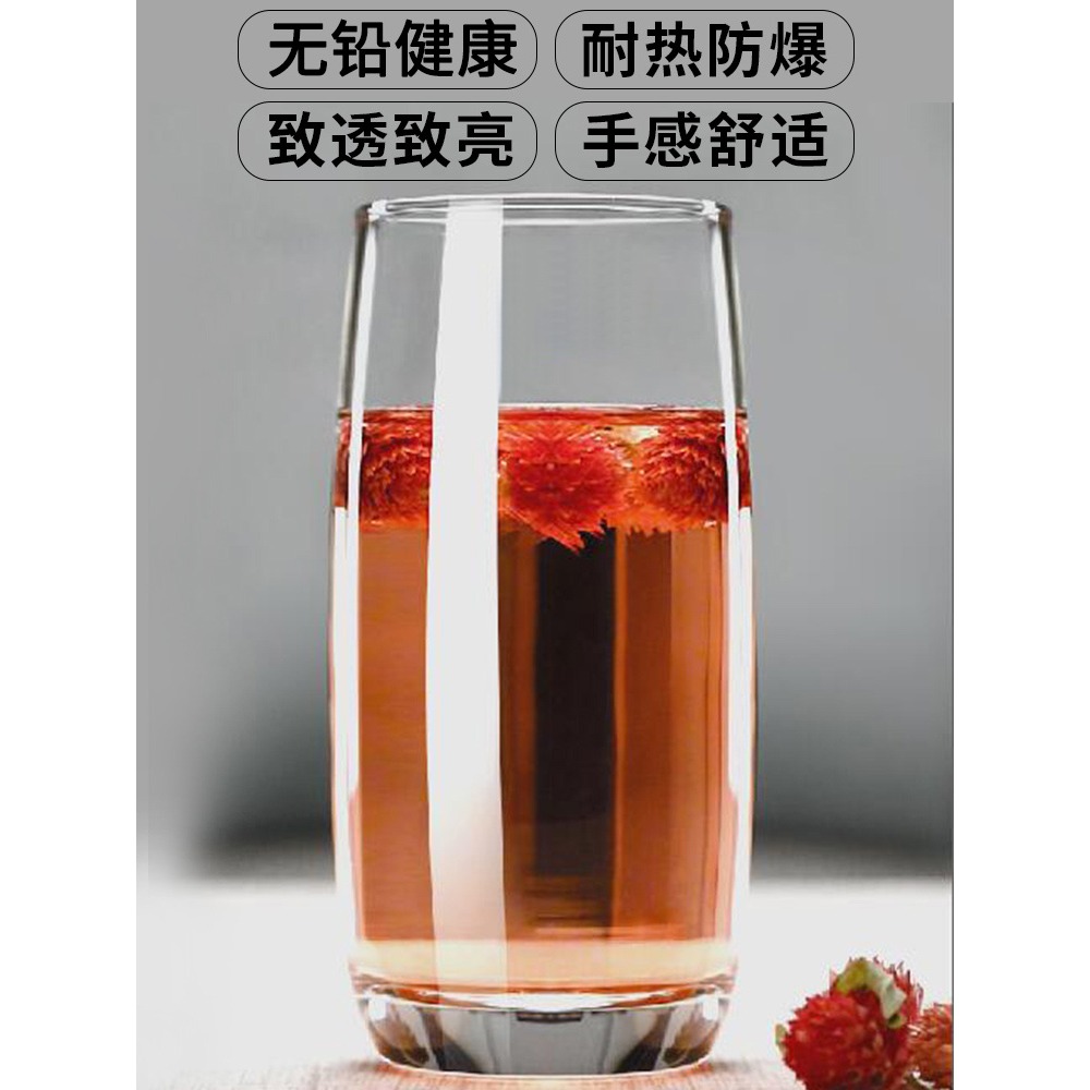 玻璃杯家用茶杯套裝透明喝水杯簡約杯子客廳牛奶杯綠茶杯6只套裝-細節圖2