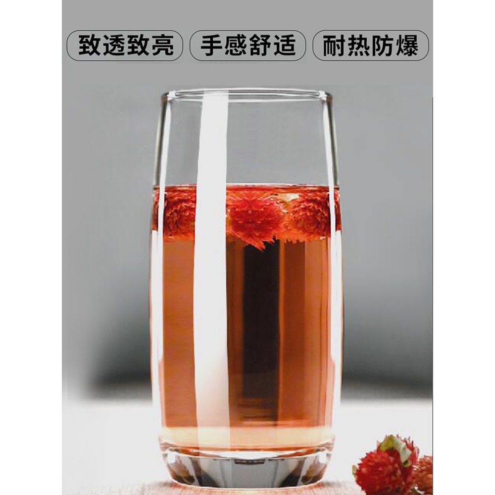 進口輕奢玻璃杯子家用透明喝水杯牛奶杯客廳耐熱綠茶杯6只套裝-細節圖2