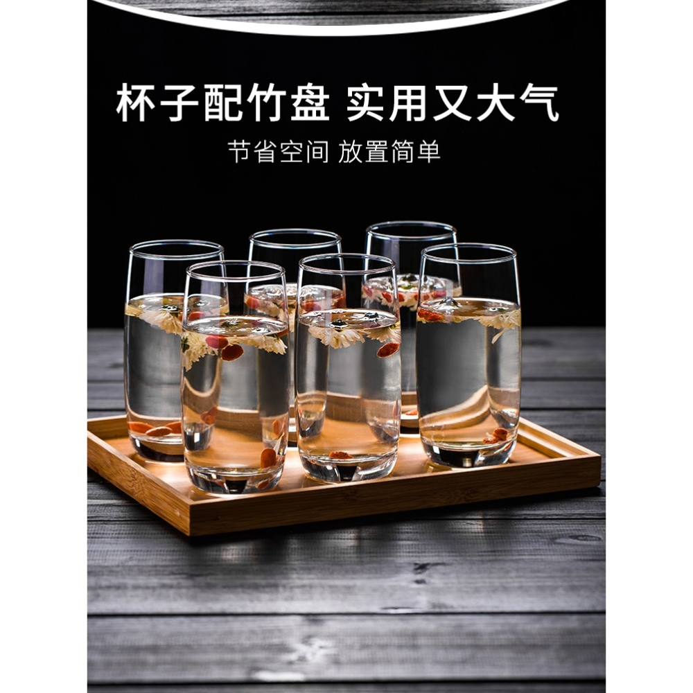 進口輕奢玻璃杯子家用透明喝水杯牛奶杯客廳耐熱綠茶杯6只套裝-細節圖5