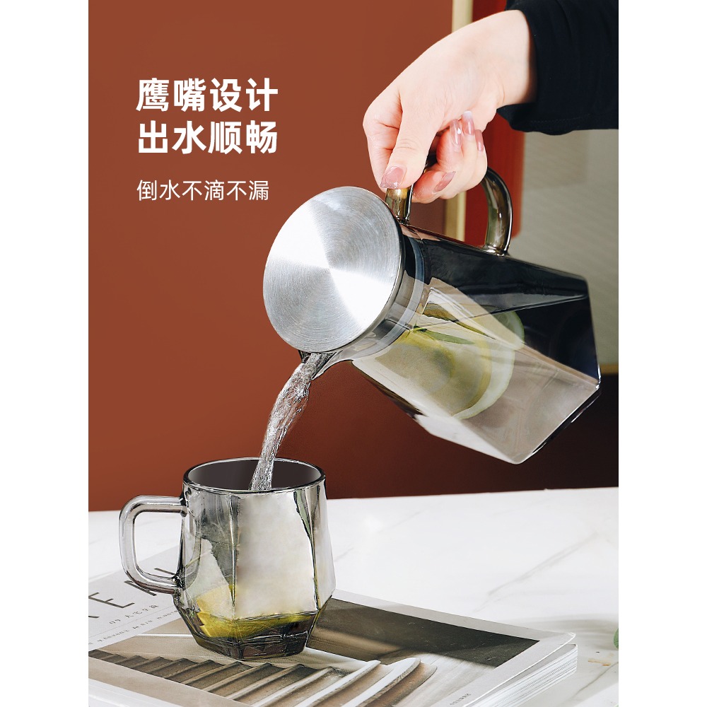 輕奢ins風高級感玻璃杯子鉆石家用客廳喝水待客耐熱茶杯水壺套裝-細節圖5