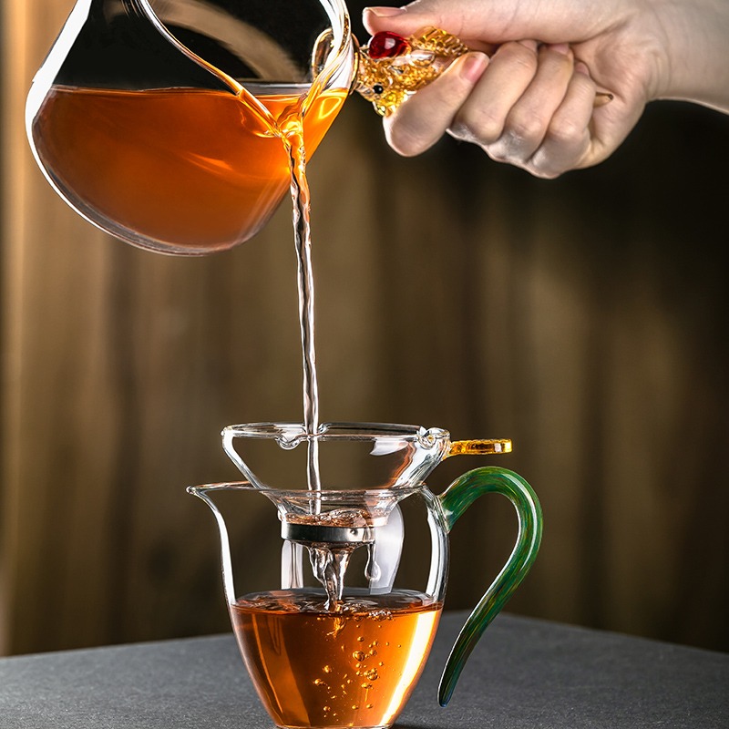 水晶玻璃公道杯茶漏套裝高端透明分茶器功夫茶具配件小號茶海茶杯-細節圖4