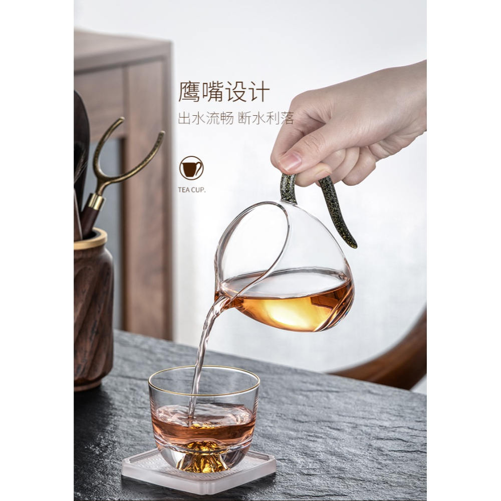 水晶玻璃公道杯茶漏套裝高端透明分茶器功夫茶具配件小號茶海茶杯-細節圖9