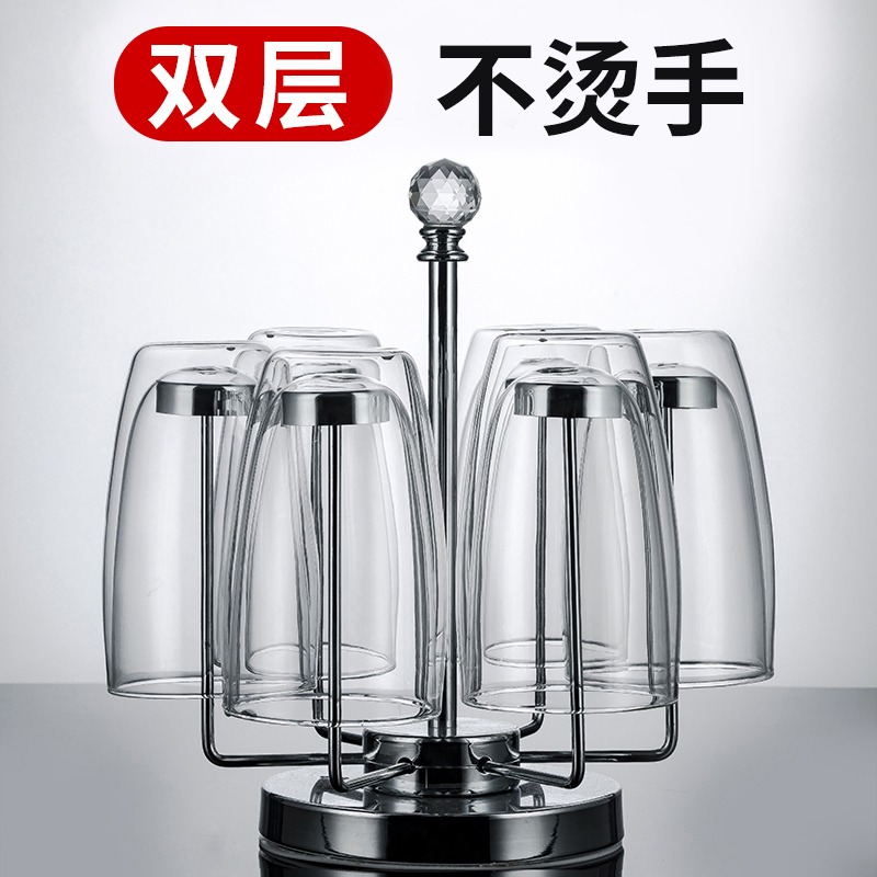 雙層玻璃杯隔熱防燙家用套裝透明咖啡杯牛奶杯喝水杯子耐熱茶杯-細節圖3