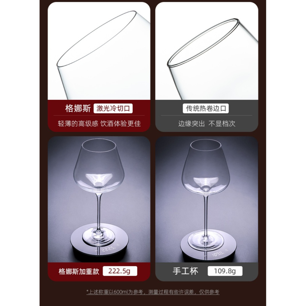水晶勃艮第紅酒杯子套裝玻璃家用奢華創意醒酒器大號高腳杯600ml-細節圖7