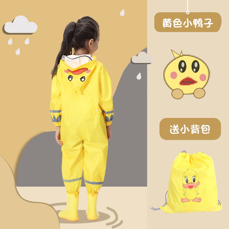 兒童連體雨衣雨褲套裝男童女童幼兒園寶寶全身防水長款連腳防雨服-細節圖5