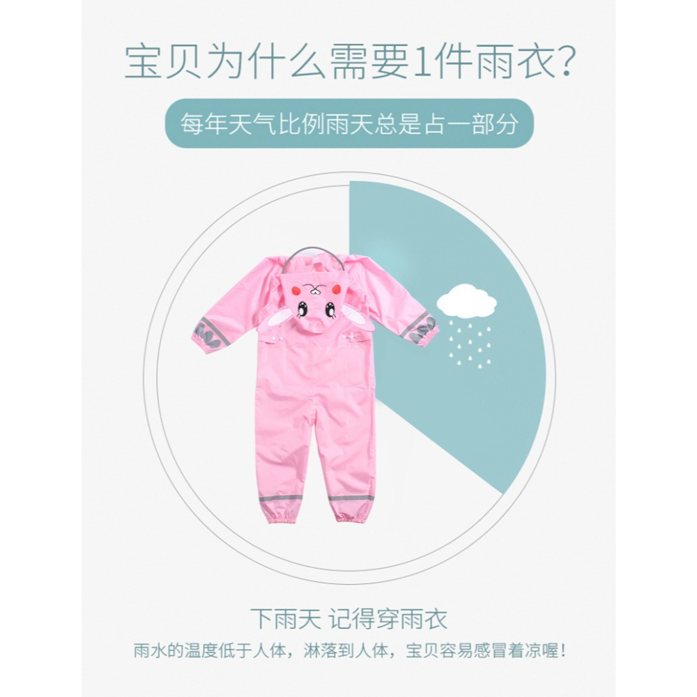 兒童連體雨衣雨褲套裝男童女童幼兒園寶寶全身防水長款連腳防雨服-細節圖8