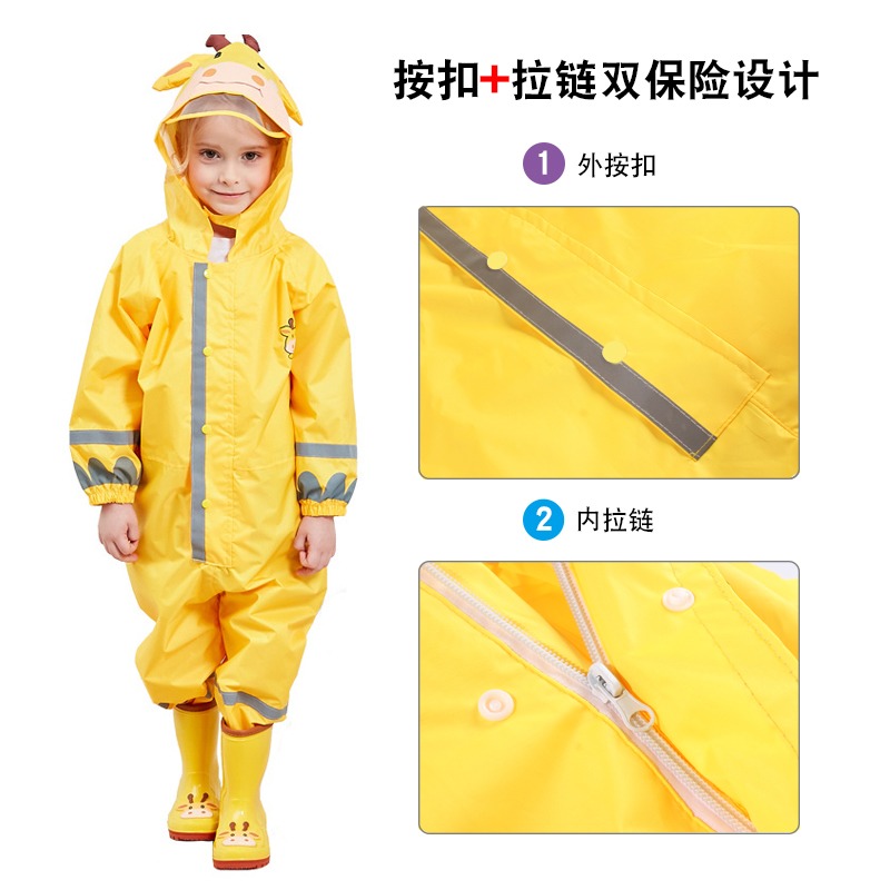 兒童雨衣幼兒園寶寶連體雨衣雨褲男童女童小學生長款防水雨披雨具-細節圖3