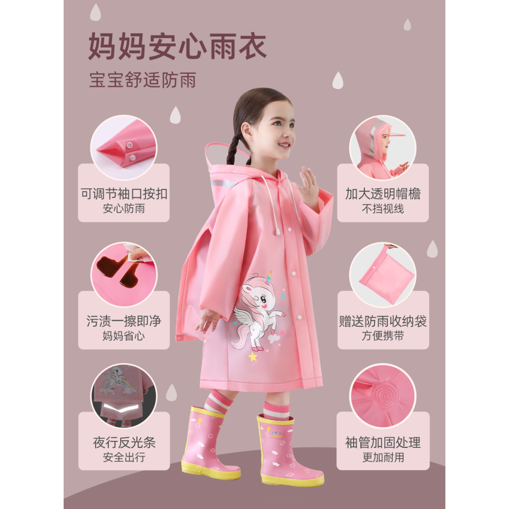 兒童雨衣男童小孩全身防水女童寶寶幼兒園透明恐龍小學生雨披-細節圖4