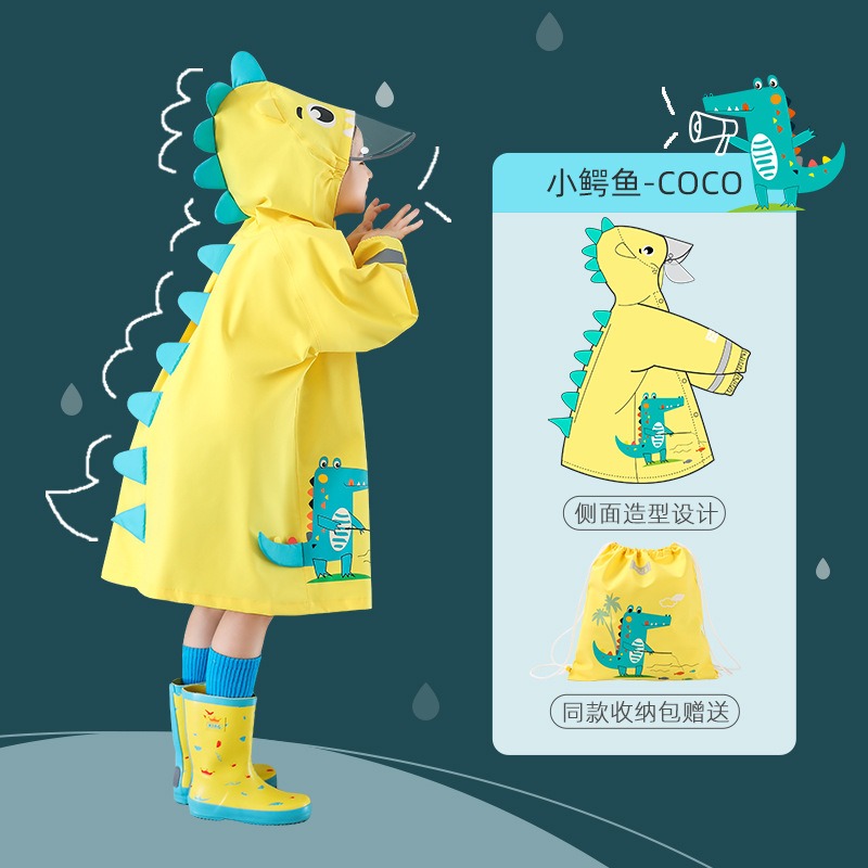兒童雨衣男童女童小學生小童斗篷式寶寶雨披幼兒園恐龍獨角獸雨具-細節圖3