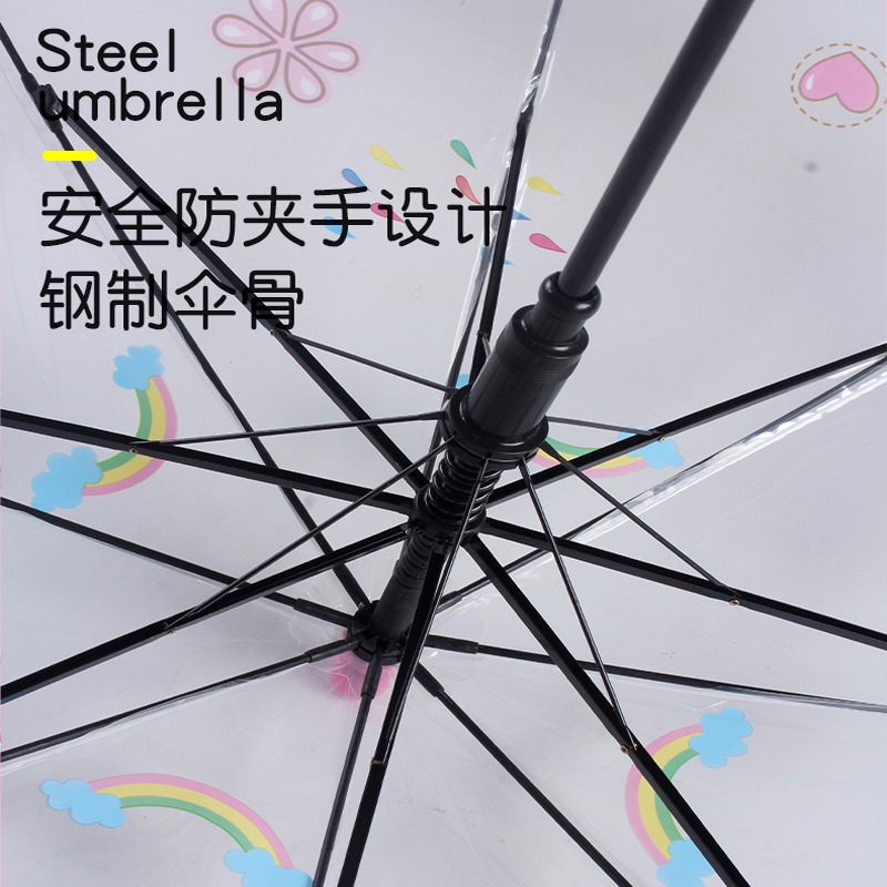 兒童雨傘幼兒園寶寶男女童小孩學生卡通上學小傘小巧便攜透明雨傘-細節圖5