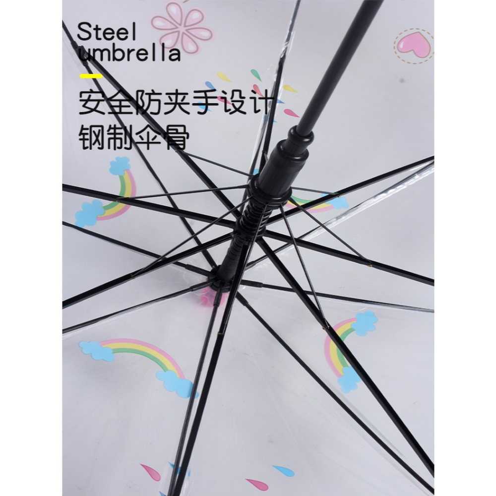 兒童雨傘幼兒園寶寶男女童小孩學生卡通上學小傘小巧便攜透明雨傘-細節圖9