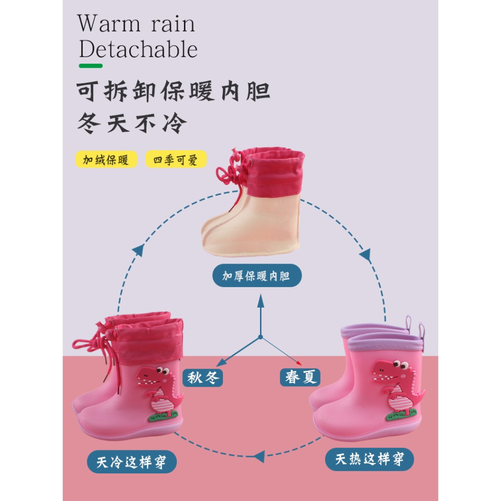 兒童雨鞋寶寶雨靴男女童防滑水鞋水靴小童幼兒水鞋霸王龍防水雨鞋-細節圖10