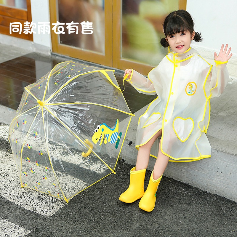 恐龍兒童雨傘幼兒園寶寶小號傘男女孩卡通透明輕便防夾手長柄小傘-細節圖2