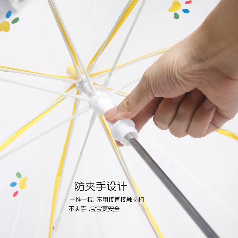 恐龍兒童雨傘幼兒園寶寶小號傘男女孩卡通透明輕便防夾手長柄小傘-細節圖3