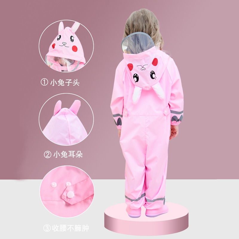 兒童連體雨衣雨褲雨鞋套裝男女童寶寶幼兒園小孩全身防水長款雨披-細節圖2