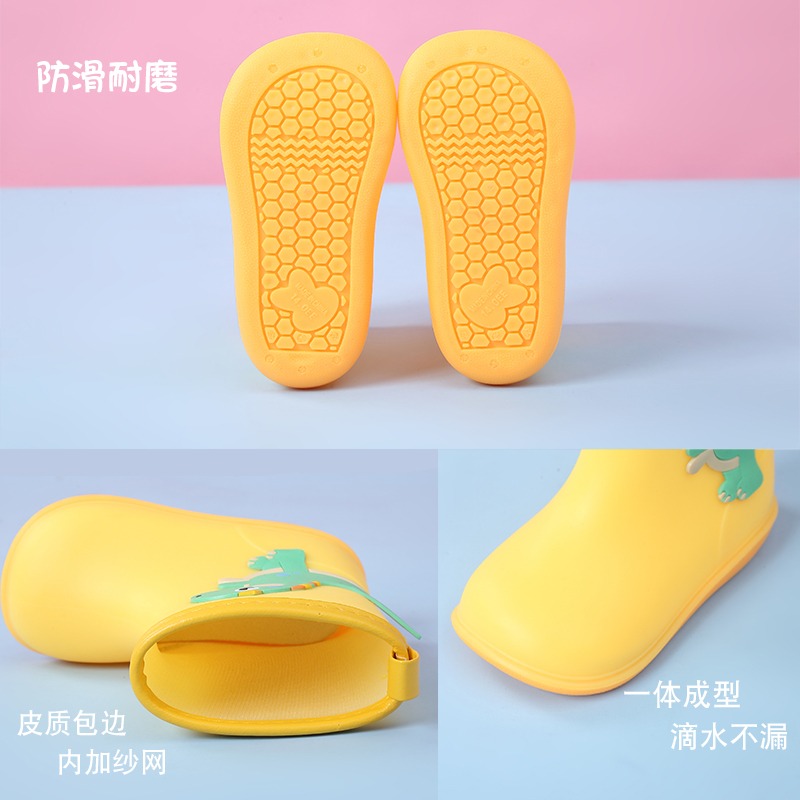 兒童雨鞋寶寶恐龍防滑雨靴女可愛水靴小童幼兒男童水鞋短防水鞋-細節圖5