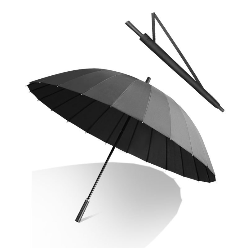 商務男士24骨超級大號雙人加固抗風黑色直柄雨傘防爆雨長柄雨傘-細節圖2