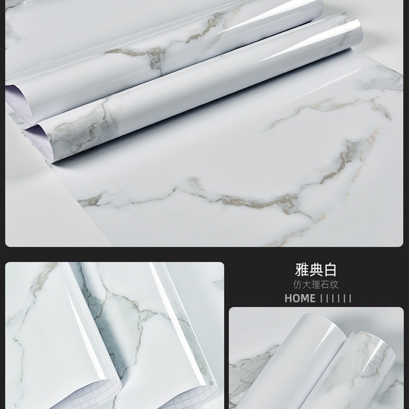 廚房防油貼紙防水自粘墻紙防潮竈臺臺面櫥櫃子翻新瓷磚大理石貼紙-細節圖7