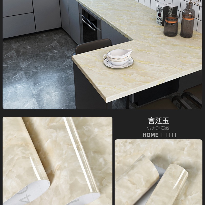 廚房防油貼紙防水自粘墻紙防潮竈臺臺面櫥櫃子翻新瓷磚大理石貼紙-細節圖8