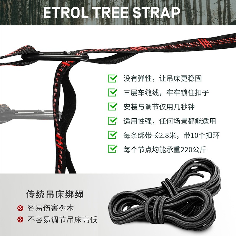 ETROL戶外吊牀專用綁帶尼龍綁繩高承重便攜套環露營用品鞦韆吊繩-細節圖4