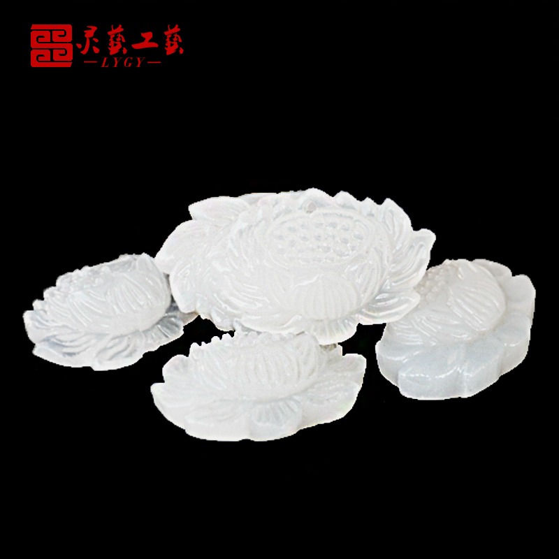 天然玉石阿富汗玉蓮花擺件殯葬用品助運骨灰盒隨葬殯葬用品下葬-細節圖2