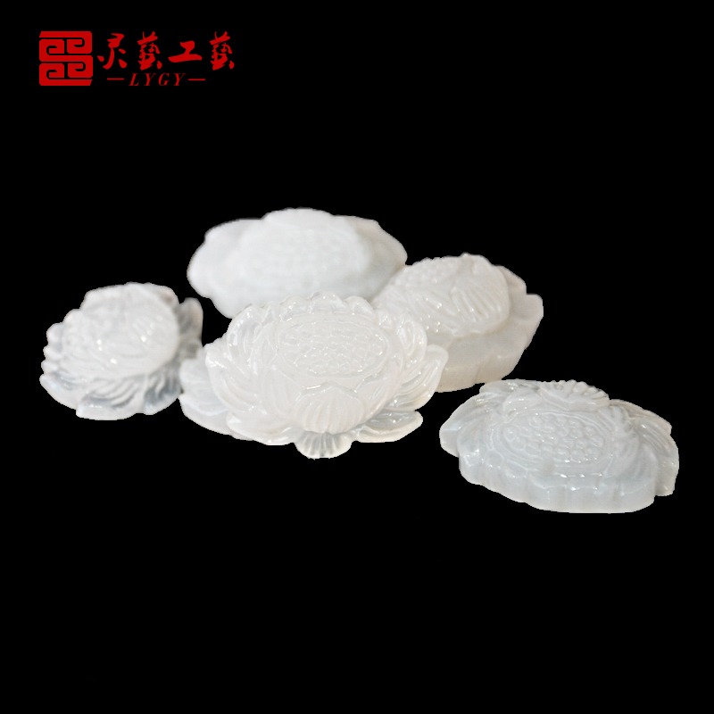 天然玉石阿富汗玉蓮花擺件殯葬用品助運骨灰盒隨葬殯葬用品下葬-細節圖3
