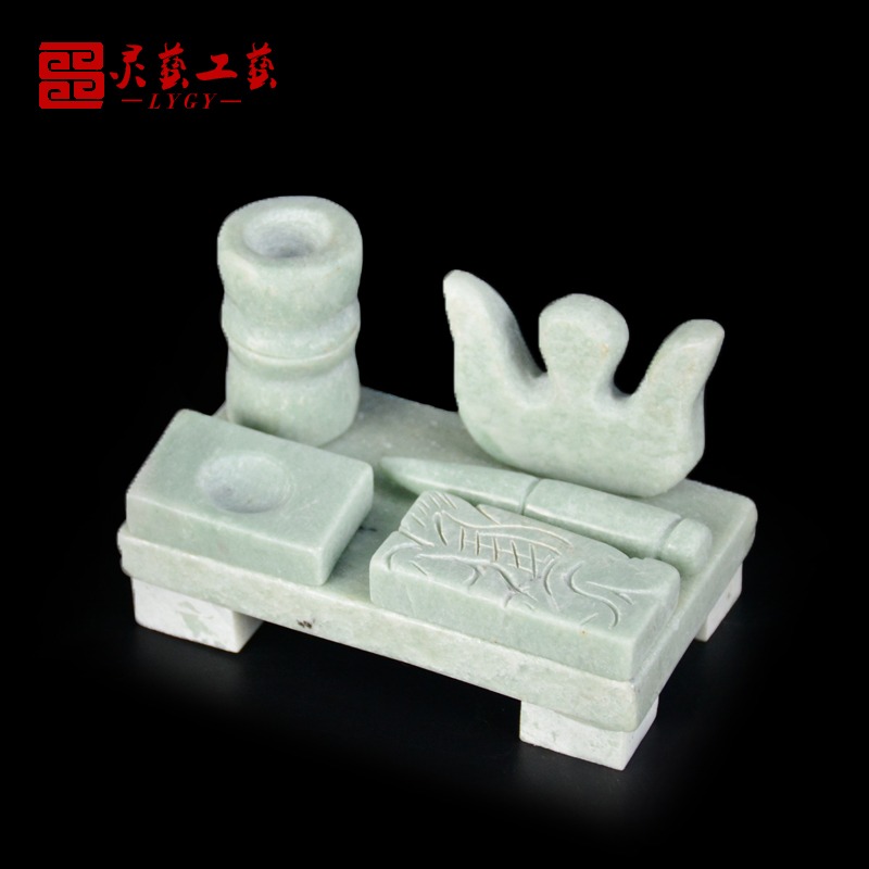天然玉石隨葬陪葬喪葬下葬用品文房四寶骨灰盒前擺件殯葬墓地用品-細節圖3