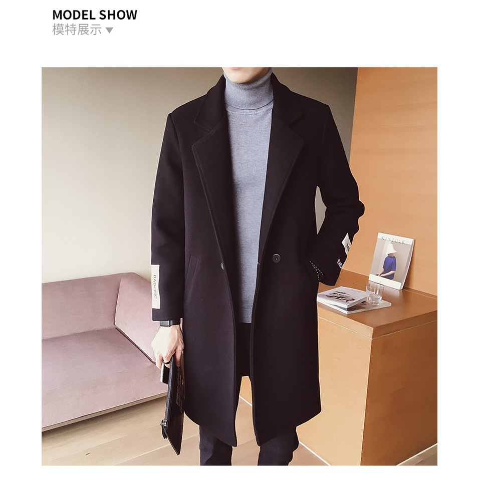 秋冬季寬松風衣外套男2021新款胖子大碼毛衣大衣中長款呢子上衣服-細節圖8
