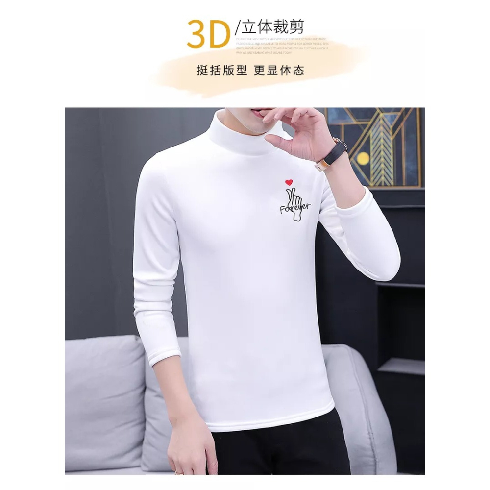 新款男士衛衣立領修身打底衫薄款秋衣半高領長袖T恤男裝潮上衣服-細節圖8