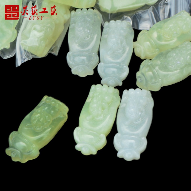 天然岫山玉招財手殯葬下葬伸手來財玉石白事陪葬用品下葬祭祀用品-細節圖2