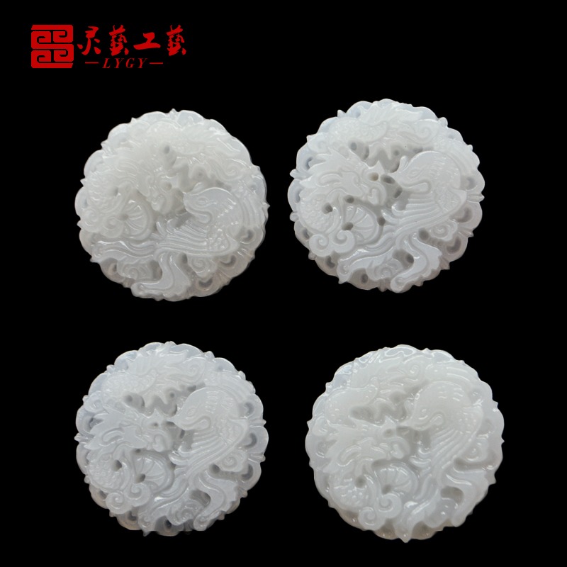 龍鳳呈祥龍鳳牌天然玉石阿富汗玉殯葬用品骨灰盒隨葬白事殯葬用品-細節圖2